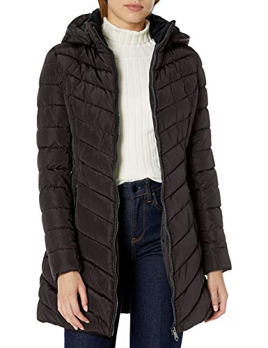 Nanette Lepore Women's Long Puffer Coat, Gunmetal, Medium