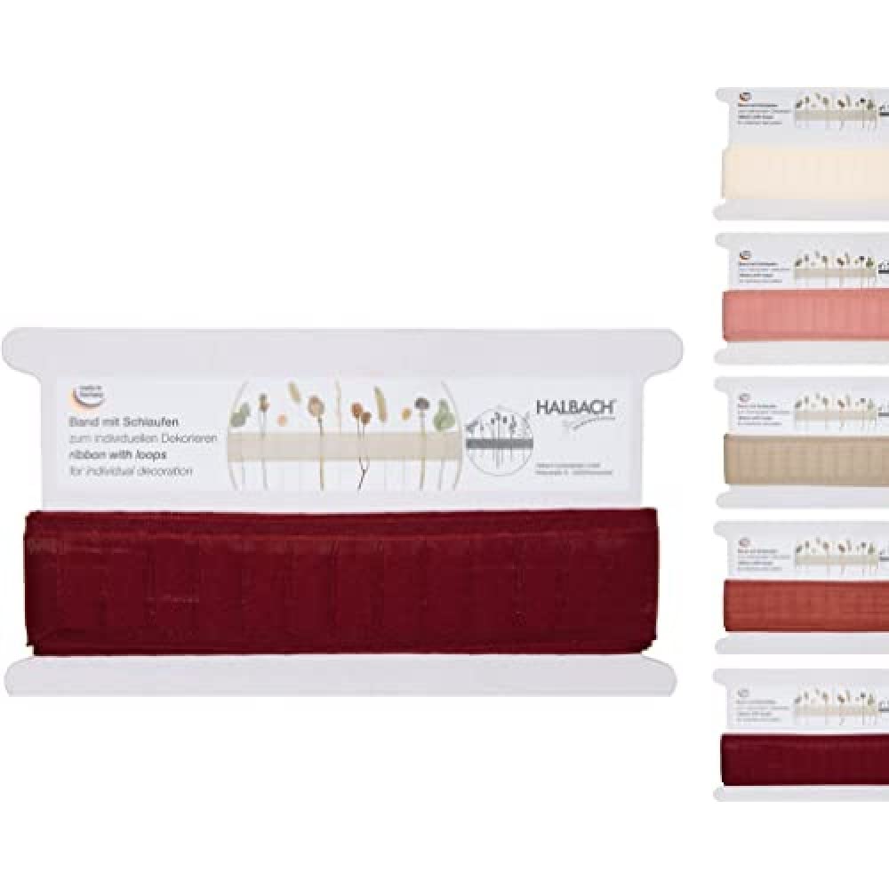 Halbach Seidenbänder Woven Ribbon with Loops 43 mm x 6 m for Decorating with Dried Flowers or Branches
