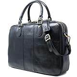 Floto Venezia Slim Black Briefcase Attache Lap-top Case