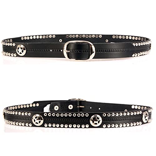 Milwaukee Leather MP7131 Men's Chrome Studded & Star Emblem Black Leather Belt w/Interchangeable Buckle -1.5 in Wide3