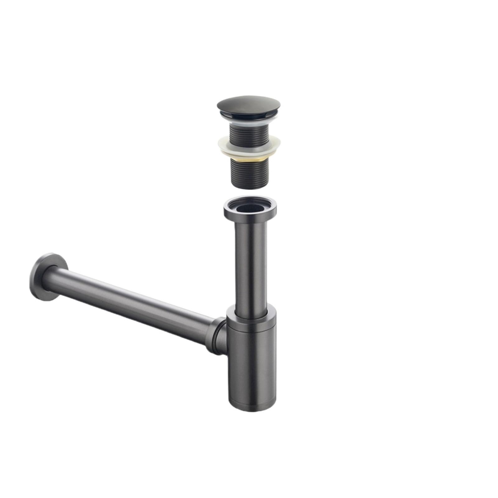 Xiehya Grey No Overflow 1 Pcs Bathroom Basin Bottle Trap Drain Set Hose Black Sink Pop Up Stopper Made Washbasin Siphon For Diy Tools(Grey No Overflow)