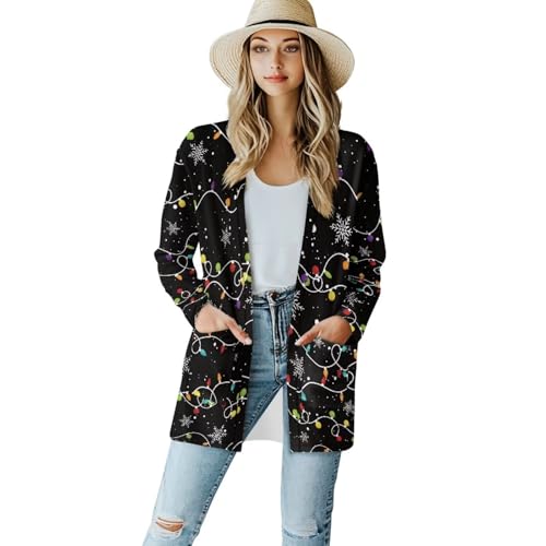 Image of Women's Lightweight Cardigans with Pockets Trendy Long Sleeve Open Front Cardigan Casual Tops Jackets Fall Oufits S-2XL
