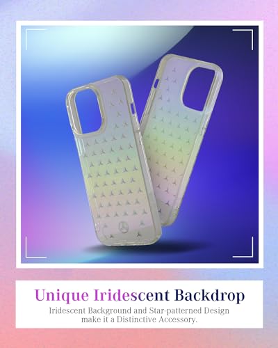 Image of CG MOBILE Mercedes-Benz Phone Case Compatible with iPhone 15 Pro Max in Transluscent Iridescent, Anti-Scratch, Comfortable & Durable Hard Case with Accessible Ports, Shock Absorption & Signature Logo