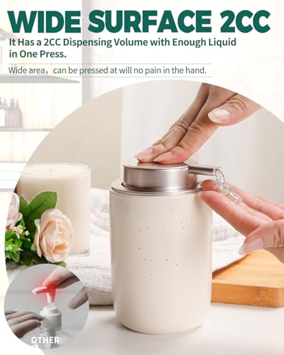 Image of BosilunLife Lotion Pump Dispenser - Aprcot Soap Dispenser Bathroom Ceramic Dish Liquid Soap Dispenser for Kitchen, Bathroom Countertop Soap Dispensers (Apricot, Liquid Pump)