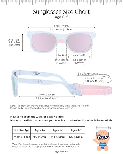 image for COCOSAND Flexible Polarized Baby Sunglasses with Strap UV Protection f