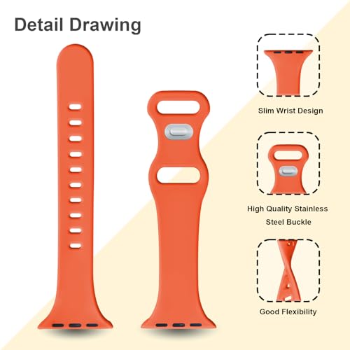 Image of Slim Band Compatible with Apple Watch Bands 38mm 40mm 41mm 42mm 44mm 45mm 46mm 49mm for Women Men,Soft Thin Narrow Silicone Sport Strap Wristbands for iWatch Series 11 10 9 8 7 6 5 4 3 2 1 SE Ultra Coral