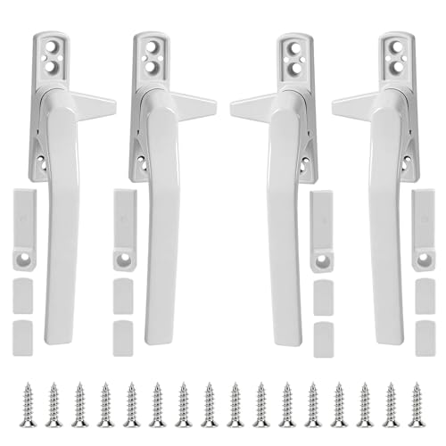 Image of YAOSHENGUP 4 PCS Window Handles, UPVC Window Handle, Window Handle Replacement, Key Locking, Double Glazing Window Handles, Right/Left Handles for Windows and Sliding Doors, Easy Installation (White)