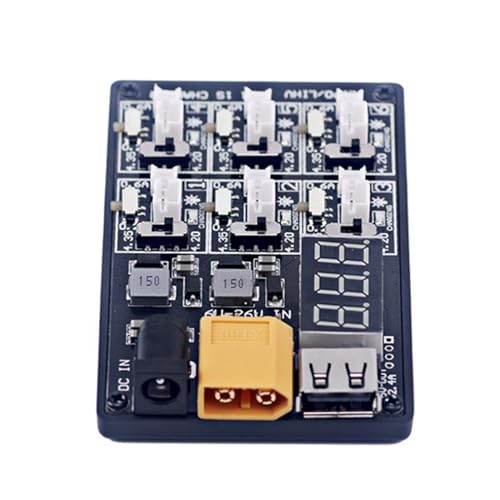 AC Wall Adapter with XT60 Plug, LiPo LiHV Charger Board with Digital Display, 6 in 1, DC 12V/3A
