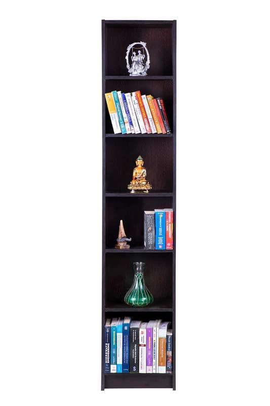 NE Furniture 6 Layer Multipurpose Engineered Wood Open Book Shelf Storage Display Rack Showcase Stand Bookcase for Living Room Bedroom (182 x 40 x 28 cm) (Black Wenge)