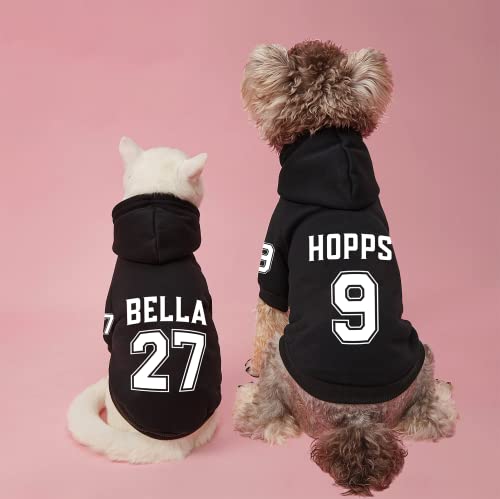 Personalized Dog Hoodies With Pets Name & Number, Custom Puppy Sweatshirt Hooded With Buttons Drawstring Harness Hole,Id Pet Sweater Clothes For Small Medium Dogs Cats - M #TOP1