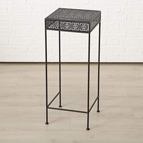 Farmers Market Metal Plant Stands, Set Of 3, Nesting Tables, Square Top, Slim Line Base, Romantic Dark Brown Rust Resistant Finish, Iron, Approx. 29, 25, 21 Inches Tall, Outdoor Garden Collection #TOP7