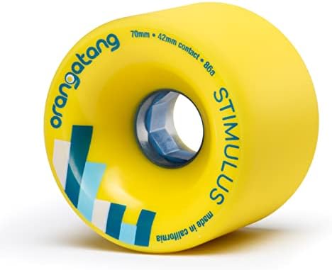 Orangatang Stimulus 70 mm 86a Freeride Longboard Skateboard Wheels (Yellow, Set of 4)