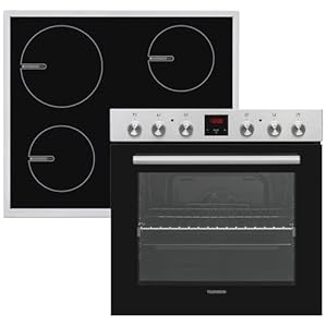 Telefunken Einbauherd-Set | Elektro-Herd-Kochfeld-Kombi... | Mit Induktionskochfeld (4 Zonen) | Backofen mit Ober-Unterhitze und Umluft | Teleskopauszug | 78 Liter | 60 cm | Herdset B-HS-75-I-I