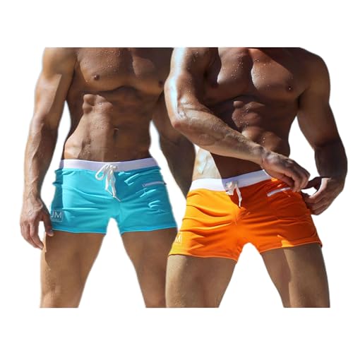JOCKMAIL Mens Swim Trunks Swimwear Bathing Suit Swimsuit Board Beach Sport Short with Zipper Pockets
