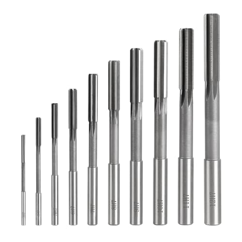 SWAWIS 10 Piezas H7 Escariador de Recto HSS, 3-12mm Escariador de Máquina para Trabajar Madera y Metal y Mejorar Precisión en Mecanizado de Agujeros