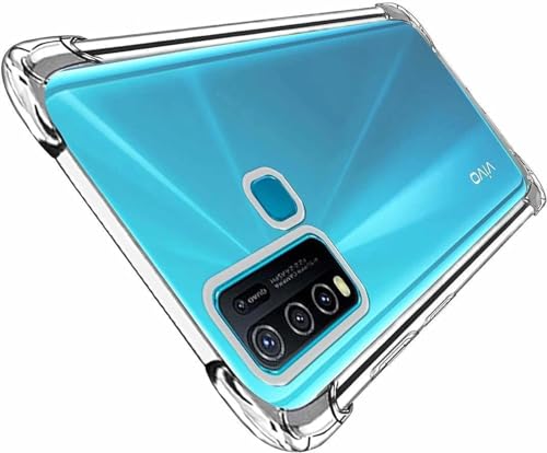Image of Lustree Compatible with vivo Y50 Back Cover| Clear + TPU Case with 4 Corner Air Cushion Protection & Camera Protection | Slim& Stylus Cover for vivo Y50