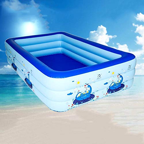 ZHKGANG Inflatable Swimming Pool Home Children Thickening Oversized Paddling Pool Adult Family Outdoor Rectangular Swimming Pool,Blue-185 * 142 * 60cm