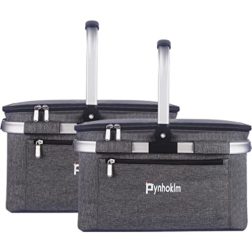 Pynhoklm® 2 Stück Faltbar Einkaufskorb mit Kühlfunktion | 2022 Upgrade Klappkorb mit Deckel | Premium Faltkorb faltbar Isolierkorb | eleganter Carrybag Thermokorb 22L Pynhoklm® 2 Stück Faltbar Einkaufskorb mit Kühlfunktion | 2022 Upgrade Klappkorb mit Deckel | Premium Faltkorb faltbar Isolierkorb | eleganter Carrybag Thermokorb 22L