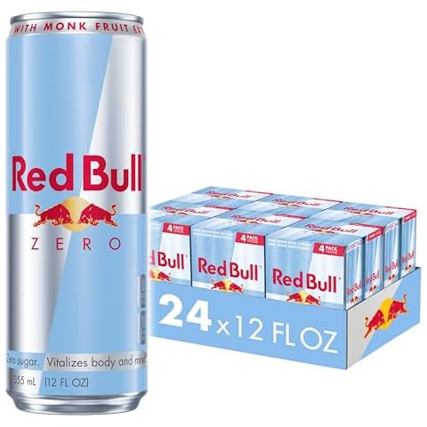 Red Bull Zero Energy Drink, 12 fl. oz., with 114mg Caffeine, Taurine & B Vitamins, 6 Packs of 4 Cans, Pack of 24 Cover