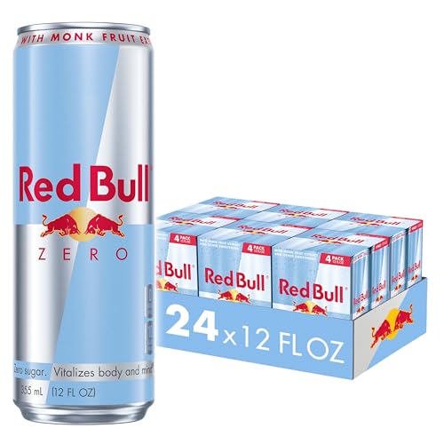 Image of Red Bull Zero Energy Drink, 12 fl. oz., with 114mg Caffeine, Taurine & B Vitamins, 6 Packs of 4 Cans, Pack of 24