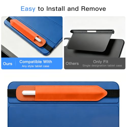 Image of MoKo Pencil Case Holder Fit The Apple Pencil (Pro and USB-C and 1st and 2nd Gen), Detachable Elastic Pocket for Stylus Pen with Elastic Band Attached to iPad Case, Orange