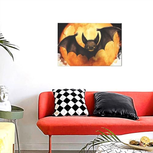 Toile murale moderne KKLWEGU motif chauve-souris Halloween