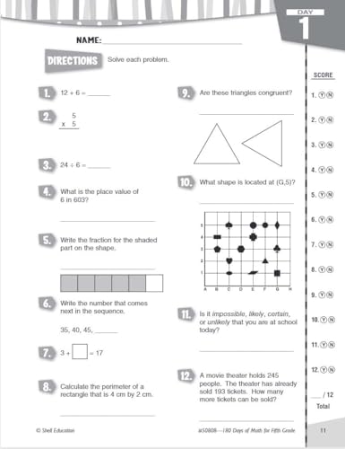 Shell Education SEP50808 180 Days: Mathematics For 5Th Grade Practice Workbook thumb #4
