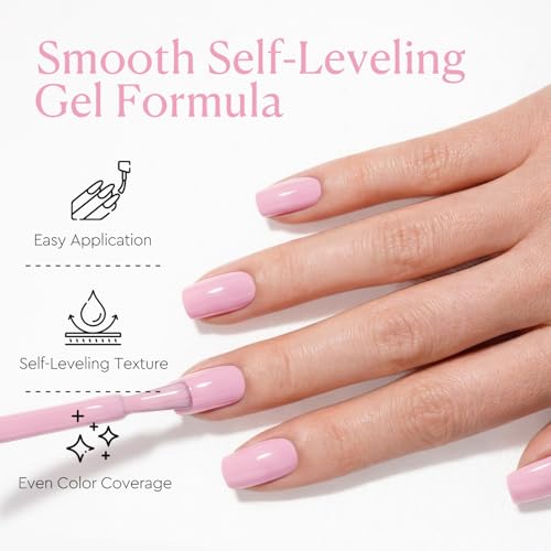 Image of AZUREBEAUTY Baby Pink Gel Nail Polish 18ML, UV /LED Soak Off Gel Polish | Soft Cream Light Pink Salon Nail Gel for Long Lasting High Gloss Manicure, French Nail Art for Women