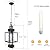 PARTPHONER 15" Dusk to Dawn Outdoor Pendant Light Exterior Hanging Lantern, Modern Black Metal Outside Chandelier Light Fixture Ceiling Mount with Water Glass for Front Porch Entrance Foyer Entryway