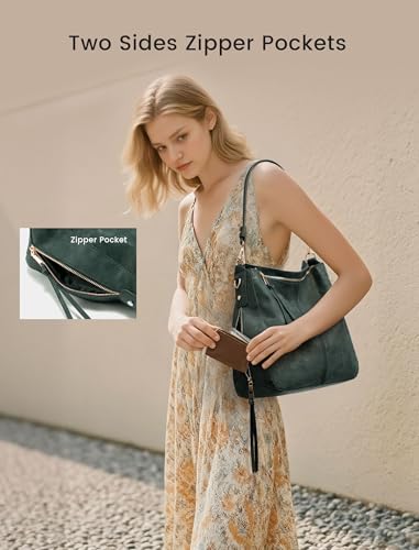 Image of Realer Hobo Crossbody Bags for Women Designer Faux Leather Hobo Handbags Retro Large Size Shoulder Bag Bucket Purse