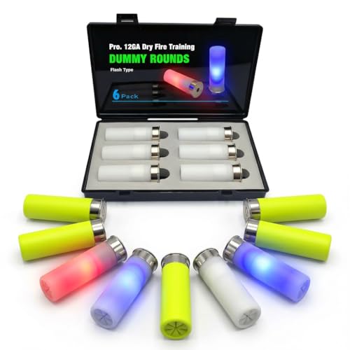 FIREGOWIN 12GA Dummy Rounds Bundle - Reusable Snap Caps for Dry Fire Training with Rubber Primers & Flashing Ejection, Realistic Weight & Feel, Safe Loading Practice Kit (Green 5-Pack + Flashing 6-Pac