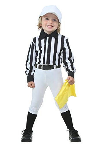 Fun Costumes Football Referee Costume Kit for Toddlers - Kid's Striped Basketball Ref Shirt, Pants, Baseball Cap & Yellow Flag 2T