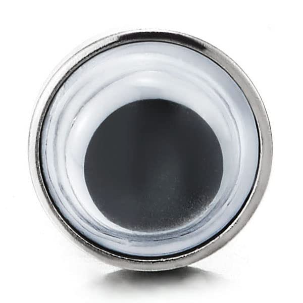 9MM Googly Eyes Stud Earrings for Men Women, Stainless Steel 2pcs2