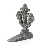 Oligsky Heavy Duty Cast Iron Door Stops, Decorative Cute Fleur De Lis Statue Metal Door Stopper Wedge, Solid & Antique Style Windproof Door Holder for Patio Yard Garden Farmhouse