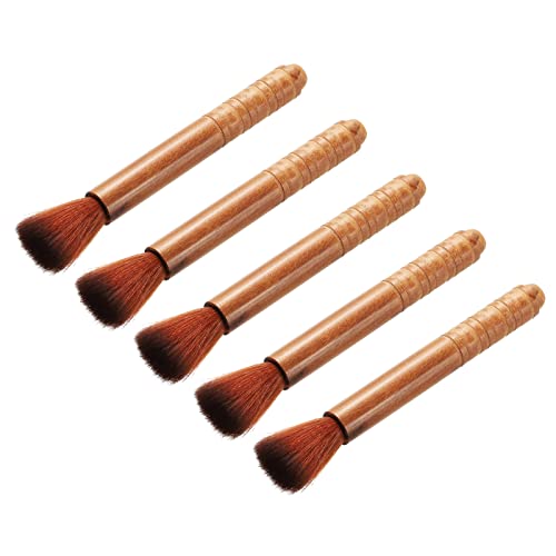 PATIKIL Guitar Cleaner Brush Wood Round Head Guitar String Cleaner Tool for Musical Instrument Light Brown 5 Pack