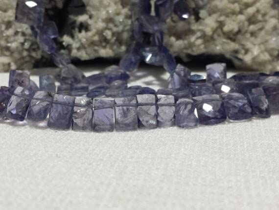 Perles de iolite naturelle facettées rectangle pour la création de bijoux DIY