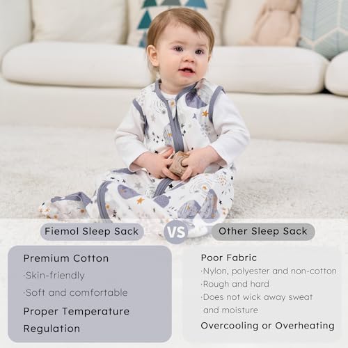 Image of Baby Sleep Sack 18-24 months, 100% Cotton Sleeping Sack for Newborn and Infant, 3 Pack Baby Wearable Blanket for Boy and Girl, 0.5 Tog Lightweight Double Zipper Sleep Bag Grey Moon Bear