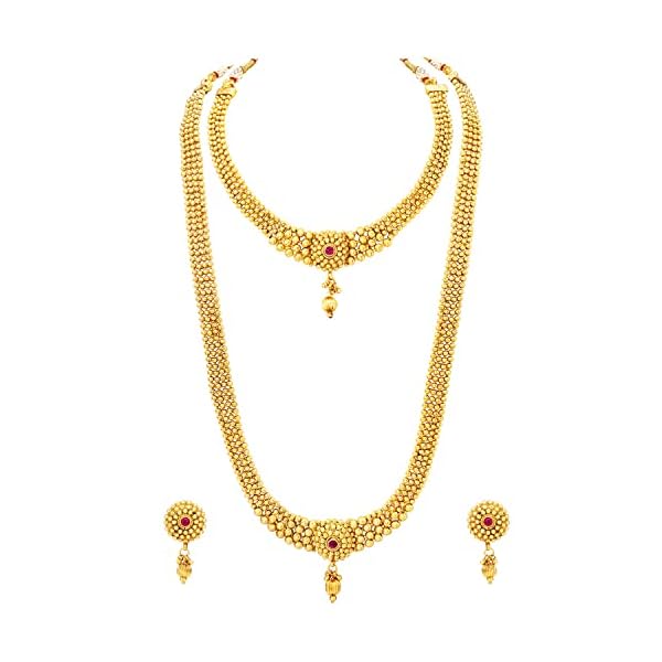 Peora Traditional Gold Plated Maharani Haar Bridal Jewellery Set Gift for Women