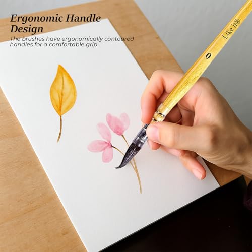 Image of Like It Artist Mop Brush Set of 4-Synthetic Hair Pointed Round Mop Paint Brushes for Watercolor, Acrylic & Gouache-Professional Art Painting Brushes for Artists,Beginners & Hobbyists with BrushHolder