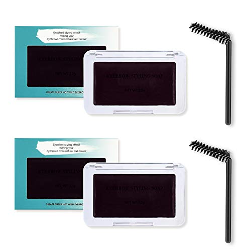 Ownest 2 Pcs Eyebrow Styling Soap,Natural Eyebrow Style 3D Brow Look Style, Long Lasting Waterproof Eyebrow Cream Kit-Dark Brown