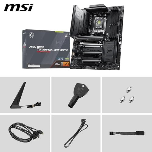 Image of MSI MAG B850 Tomahawk MAX WiFi II Motherboard - Supports AMD Ryzen 9000 /8000 / 7000 Processors, AM5-80A SPS VRM, DDR5 Memory Boost (up to 8400+ MT /s OC), PCIe 5.0 x16, M.2 Gen5, Wi-Fi 7, 5G L