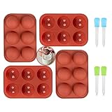 Bestylez 4 Pcs Medium Silicone Molds With 4 Droppers For Hot Chocolate Bombs (aka Cocoa Bombs)