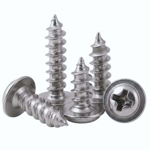 Image of By inchVP INDUSTRIES inch (Pcs-25) No.2x9.5 mm Pan Head Combination Phillips-Slotted Self-Tapping Screw - Stainless Steel, High-Tensile for Wood, Metal, Furniture & DIY Applications