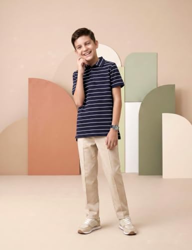 Image of Amazon Brand - Symbol Boys Soft Cotton Rich Jersey Striped Polo Shirt