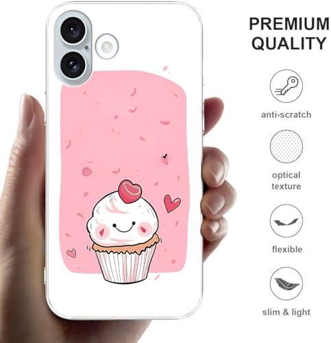 HONGZAOQIYE Compatible for iPhone 16 Case, Pretty Little Pink Cake Painting Soft TPU Fashion Cool Slim Shockproof Protective Phone Clear Cases for Women Girls by HONGZAOQIYE - Used condition - Image 2