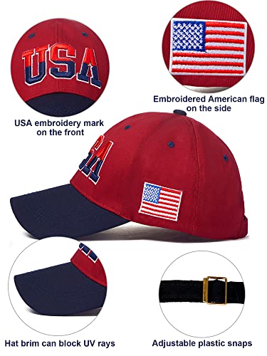 Image of 2 Pcs American Flag Hat Patriotic Baseball Caps USA Trucker Hats 4th of July Veteran Military for Men