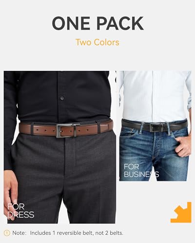 Image of CHAOREN Reversible Belt Men 1 Piece - 1.25 inch Leather Dress Belt - Trim to Fit for Elegant Style
