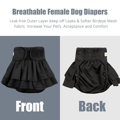 Image of wegreeco Dog Diapers Female (3 Pack), Highly Absorbent Dog Diapers for Female Dogs, Washable in Heat, Incontinence, or Excitable Urination (Black, Small)