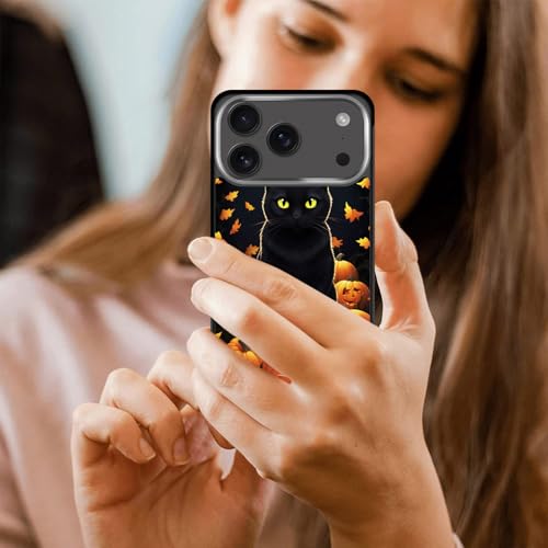 BFUKVOU for iPhone 17 Pro Case,Hard PC+Soft TPU Bumper Anti-Slip Ultra Thin Cover Protective Shockproof Case for iPhone 17 Pro 6.3 inch 2025,Black Cat Pumpkin - image 5