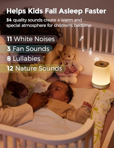 Image of Momcozy Smart Baby White Noise Sound Machine with App Control & Night Light | Toddler Sleep Trainer with 34 Soothing Sounds, Timer, Custom Personal Sleep Routine, Wood Grain